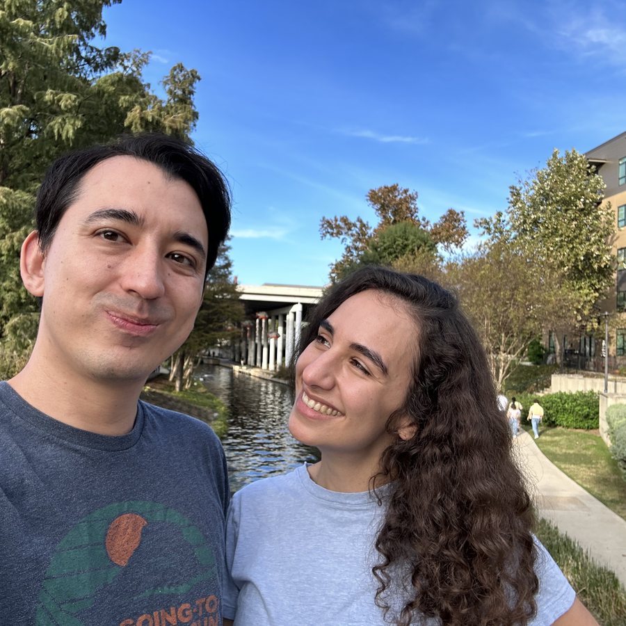 Jeremy and me outside on a sunny day