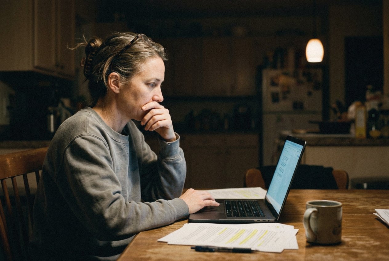Reading the research at the kitchen table after everyone was asleep